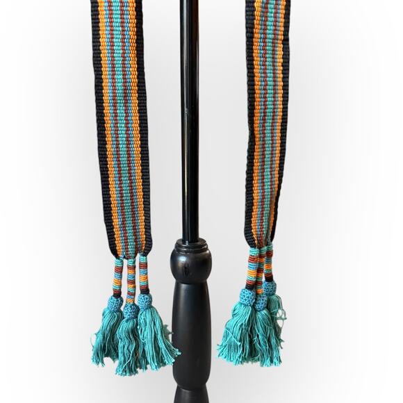 Peruvian Connection Women's Woven Yarn Sash, Tie Waist Belt w/ Tasseled Ends - Picture 4 of 10